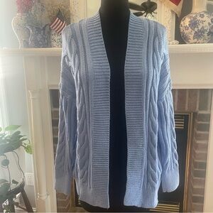 Banana Republic I LOVE BLUE Blue Cardigan Sweater Cable Knit